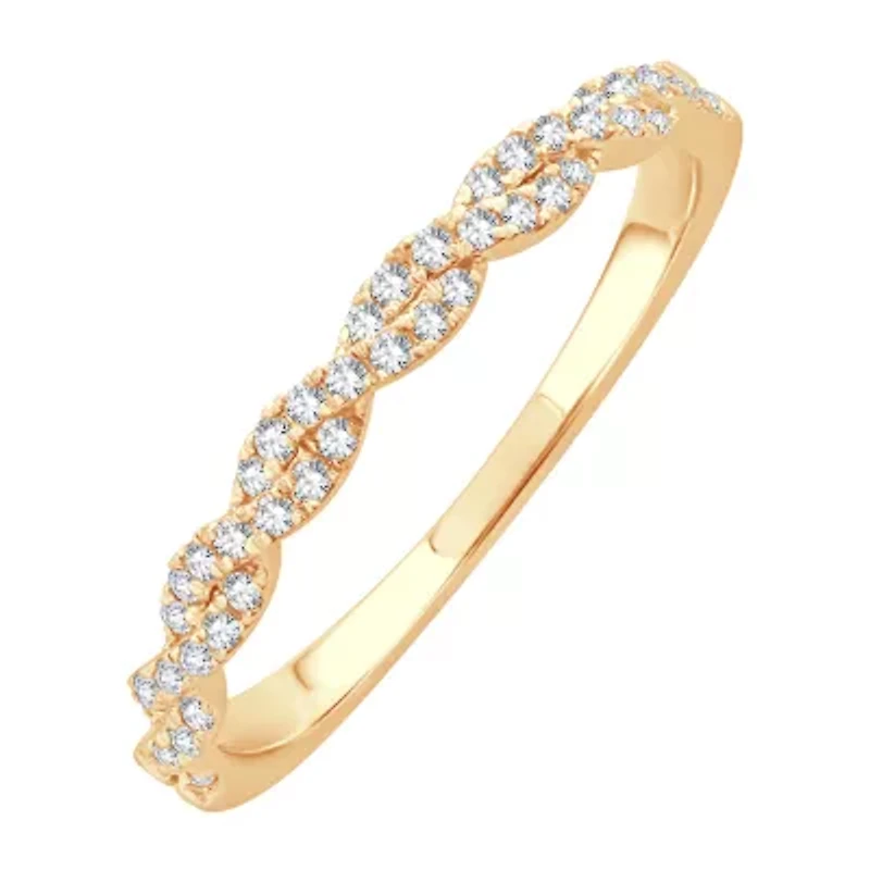 Womens 1/5 CT. Natural White Diamond 10K Gold Wedding Band