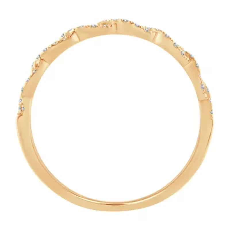Womens 1/5 CT. Natural White Diamond 10K Gold Wedding Band