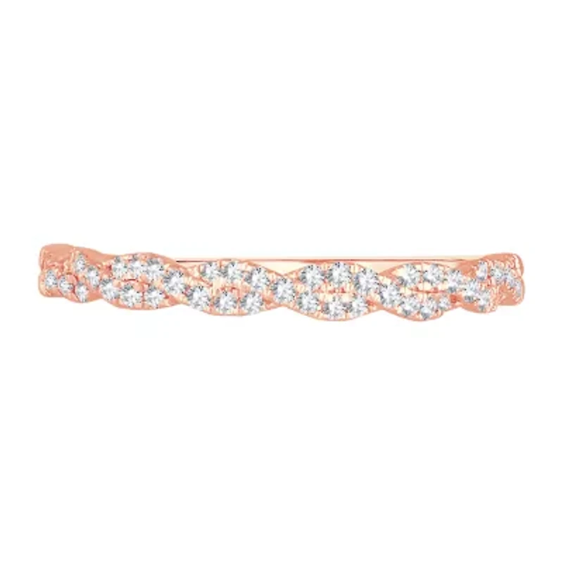 Womens 1/5 CT. Natural White Diamond 10K Rose Gold Wedding Band