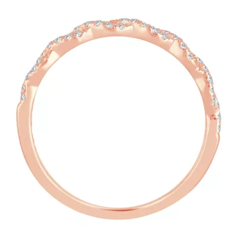 Womens 1/5 CT. Natural White Diamond 10K Rose Gold Wedding Band