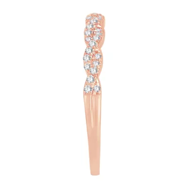 Womens 1/5 CT. Natural White Diamond 10K Rose Gold Wedding Band