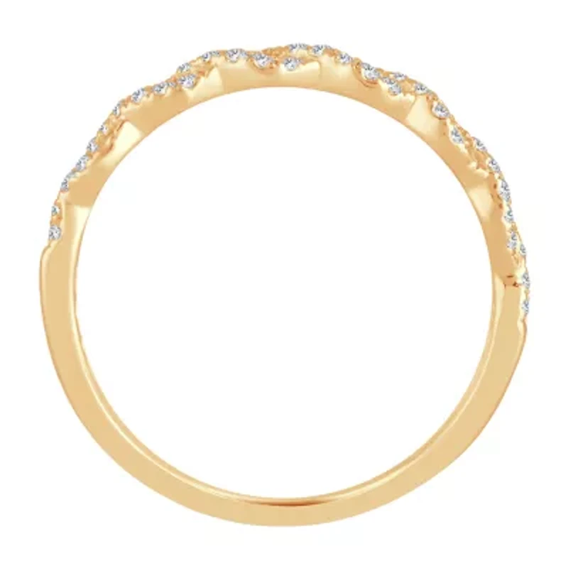 Womens 1/5 CT. Natural White Diamond 10K Gold Wedding Band