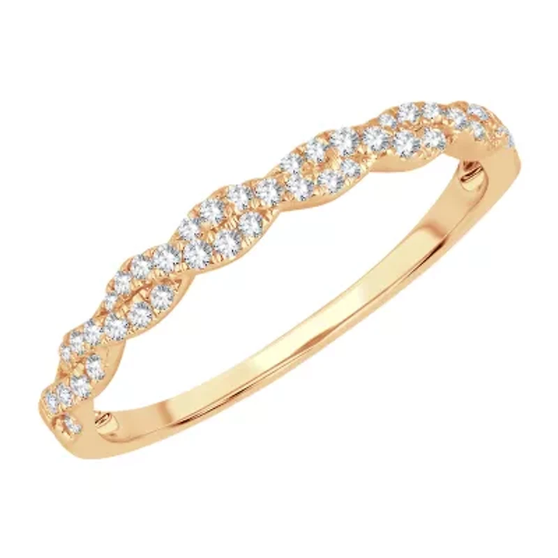 Womens 1/5 CT. Natural White Diamond 10K Gold Wedding Band