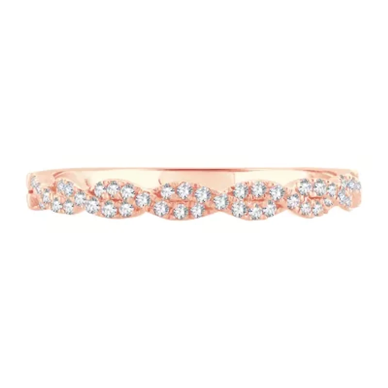 Womens 1/5 CT. Natural White Diamond 10K Rose Gold Wedding Band