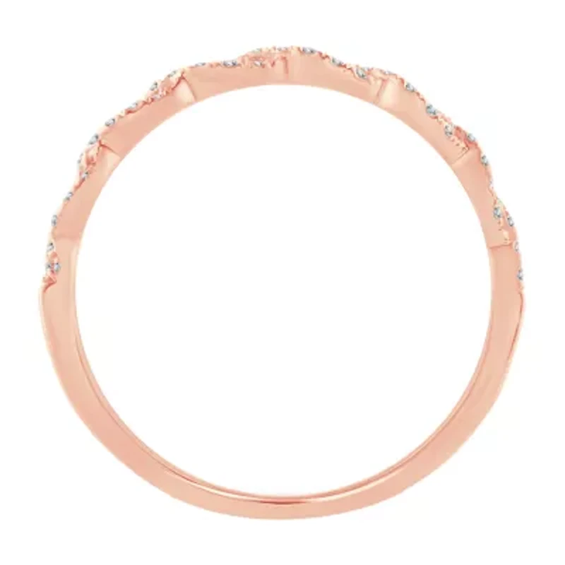 Womens 1/5 CT. Natural White Diamond 10K Rose Gold Wedding Band
