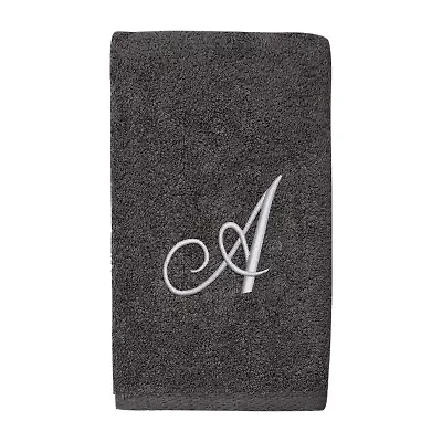Avanti Premier Script Monogram Granite/Silver Bath Towel Collection
