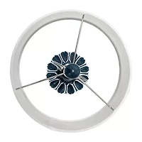 Blue Polyresin Table Lamp with White Fabric Shade