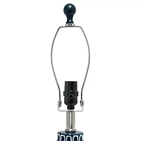 Blue Polyresin Table Lamp with White Fabric Shade