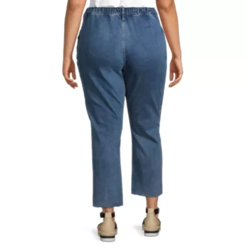 a.n.a Womens Plus High Rise Adaptive Easy-on + Easy-off Straight Leg Jean