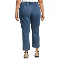 a.n.a Womens Plus High Rise Adaptive Easy-on + Easy-off Straight Leg Jean