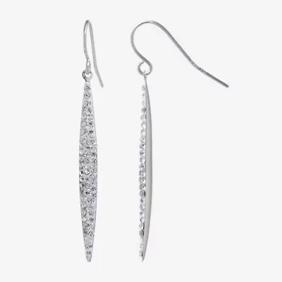 Sparkle Allure Womens Crystal Pure Silver Over Brass Oblong Drop Earrings