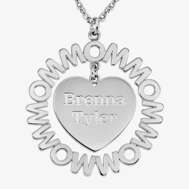 Personalized "Mom" with Child Names Heart 27mm Pendant Necklace