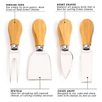 BergHOFF Bamboo Round Covered Cheese Board and Tool Set