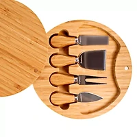 BergHOFF Bamboo Round Covered Cheese Board and Tool Set