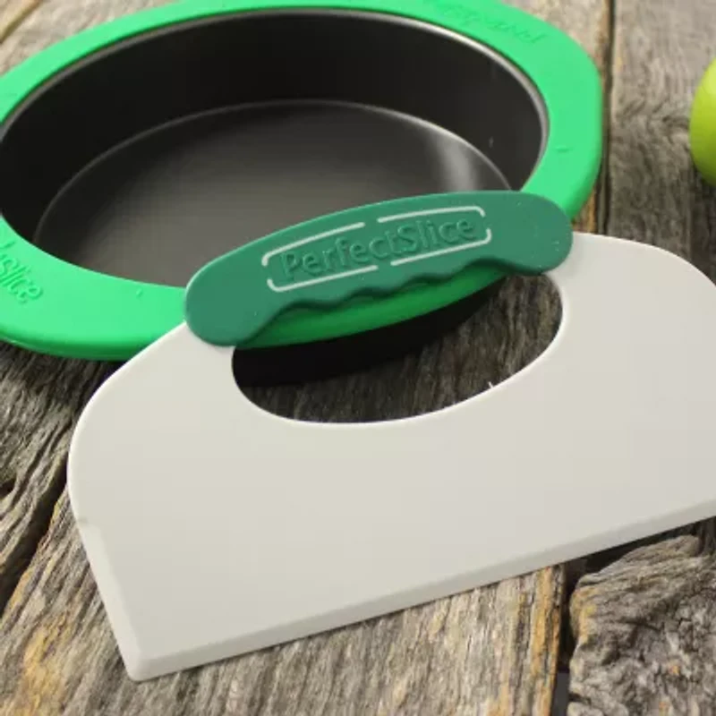 Perfect Slice 9" Round Cake Pan with Tool & Silicone Sleeve Set