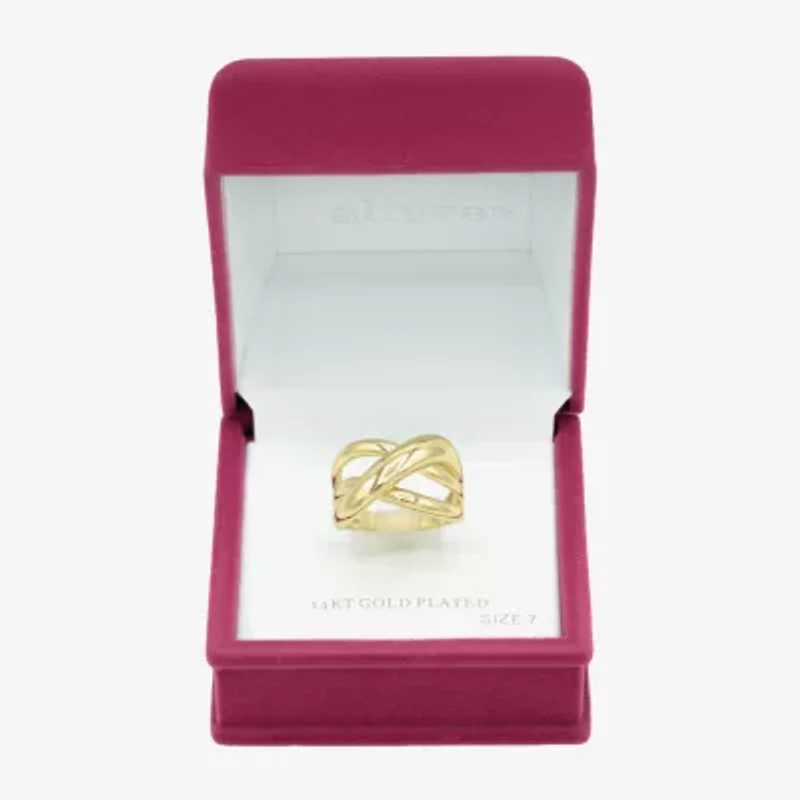 Sparkle Allure Open Wrap Womens 4MM 14K Gold Over Brass Crossover Band