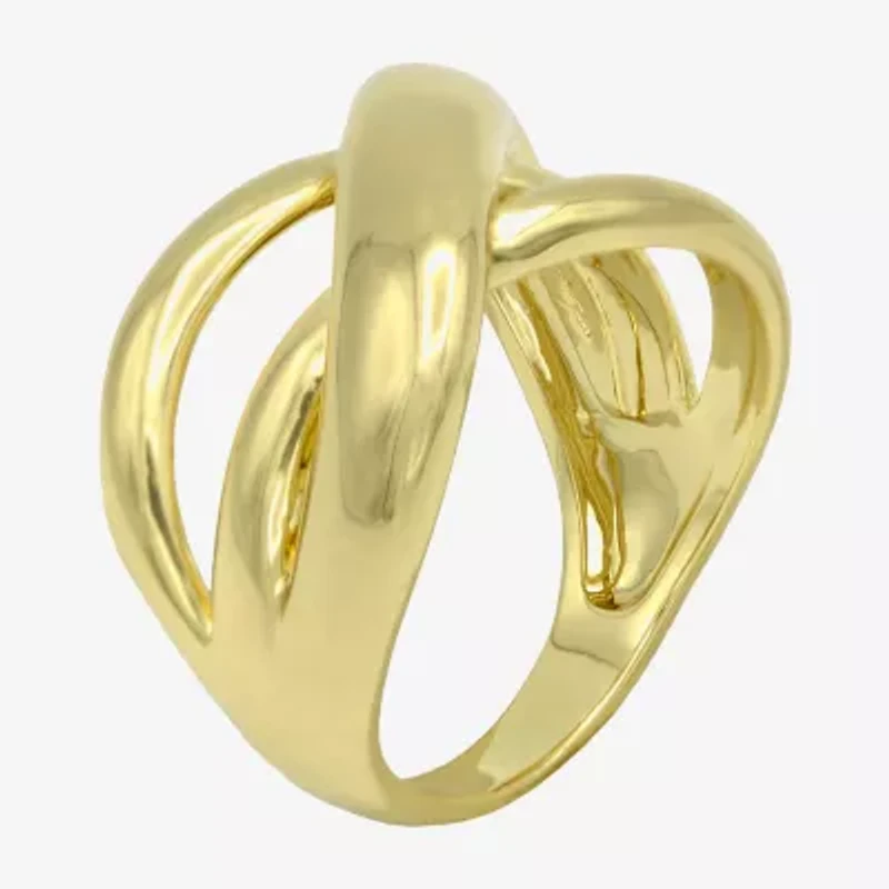 Sparkle Allure Open Wrap Womens 4MM 14K Gold Over Brass Crossover Band