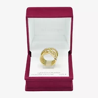 Sparkle Allure Rope Twist Womens 10.5MM Crystal 14K Gold Over Brass Crossover Band