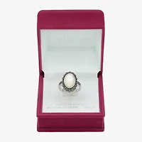 Sparkle Allure Antique Womens White Mother Of Pearl Pure Silver Over Brass Oval Cocktail Ring