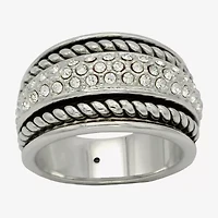 Sparkle Allure Antique Twist Womens 6.5MM Crystal Pure Silver Over Brass Band