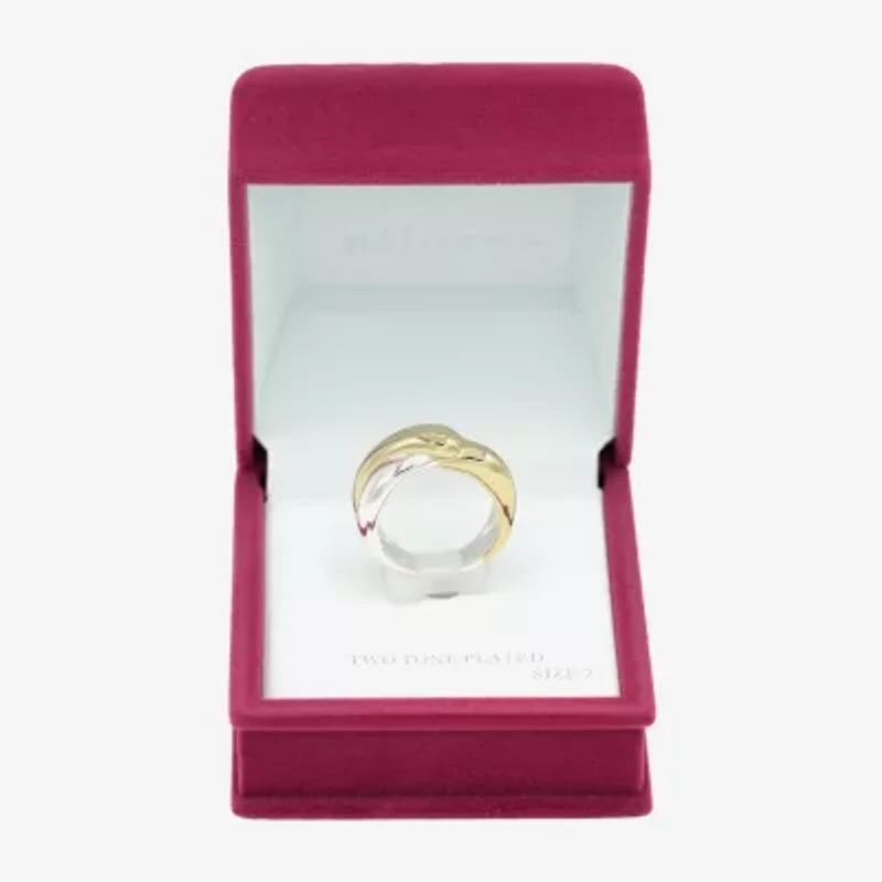 Sparkle Allure Womens 4.5MM 14K Gold Over Brass Pure Silver Crossover Band