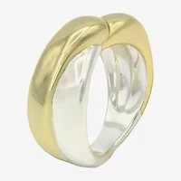 Sparkle Allure Womens 4.5MM 14K Gold Over Brass Pure Silver Crossover Band