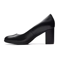Clarks Bayla Skip Womens Round Closed Toe Block Heel Pumps