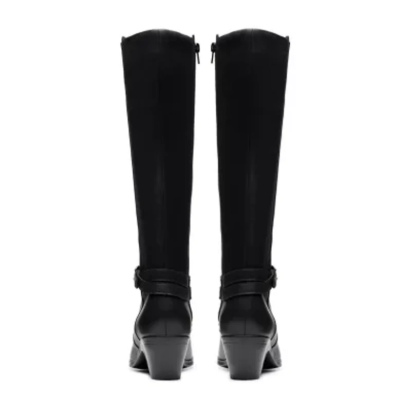 Clarks Womens Emily Dream Block Heel Riding Boots