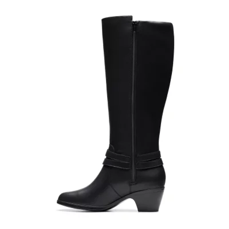 Clarks Womens Emily Dream Block Heel Riding Boots