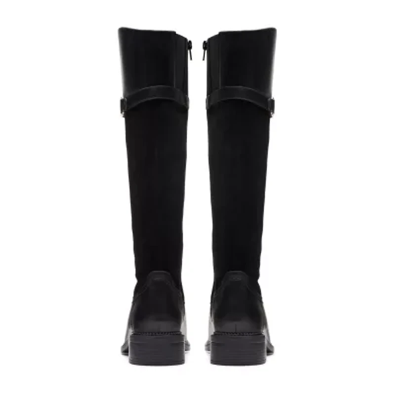 Clarks Womens Maye Carly Stacked Heel Riding Boots