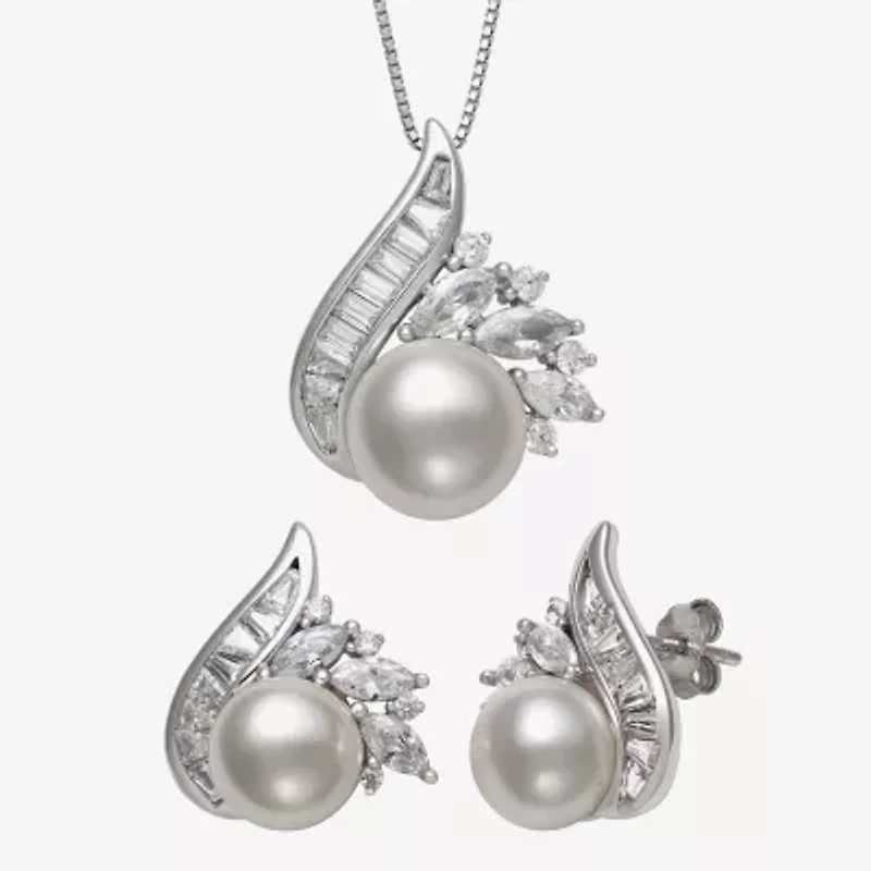 Womens White Cultured Freshwater Pearl Sterling Silver Marquise 2-pc. Jewelry Set
