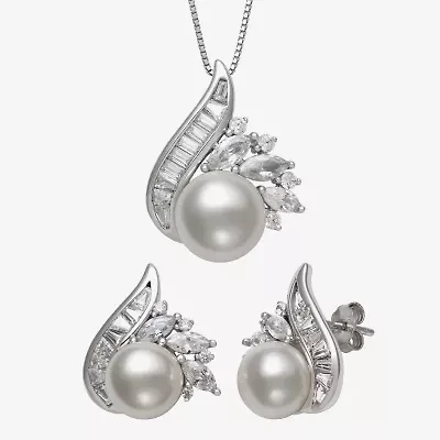 Womens White Cultured Freshwater Pearl Sterling Silver Marquise 2-pc. Jewelry Set
