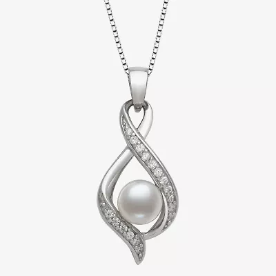 Womens White Cultured Freshwater Pearl Sterling Silver 18 Inch Pendant Necklace