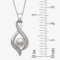 Womens White Cultured Freshwater Pearl Sterling Silver Inch Pendant Necklace