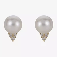 1/10 CT. T.W. Round White Pearl 14K Gold Stud Earrings