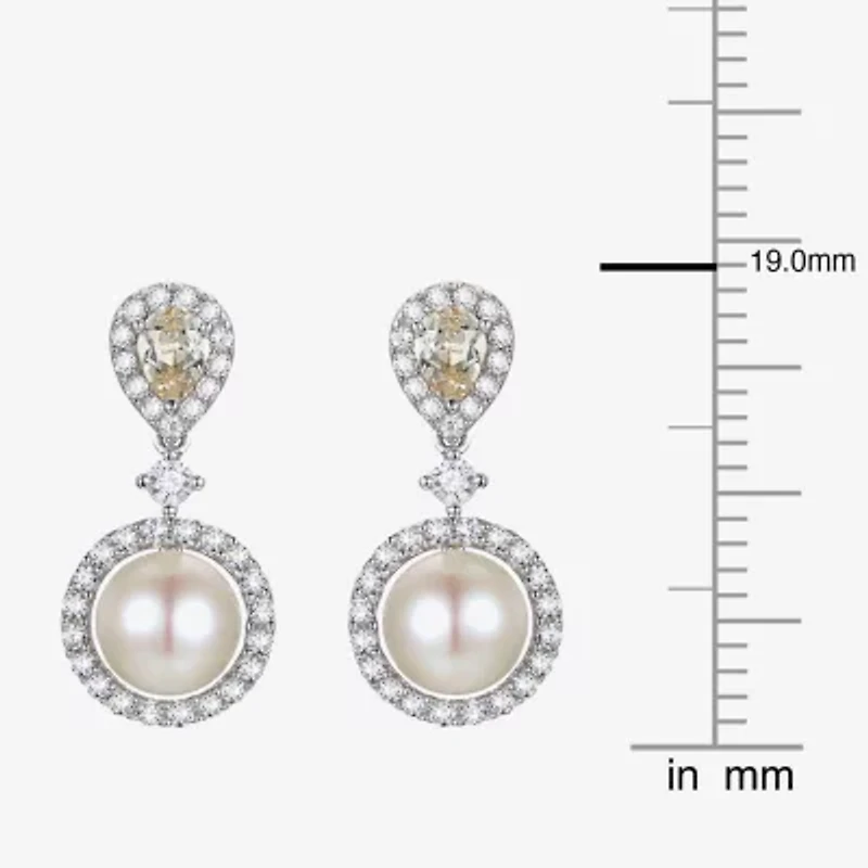 Womens Dyed White Cultured Freshwater Pearl Sterling Silver Drop Earrings
