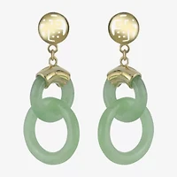 14K Yellow Gold Jade Double Circle Earrings