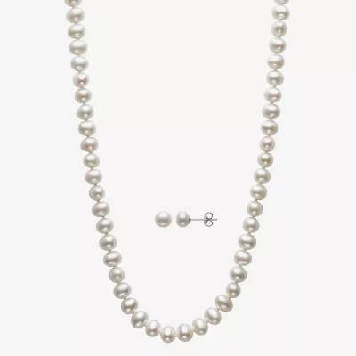 Womens White Cultured Freshwater Pearl Sterling Silver 2-pc. Jewelry Set
