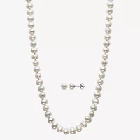 Womens White Cultured Freshwater Pearl Sterling Silver 2-pc. Jewelry Set