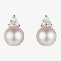 Dyed White Cultured Freshwater Pearl Sterling Silver 8mm Stud Earrings