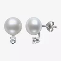 White Cultured Freshwater Pearl Sterling Silver Ball Stud Earrings
