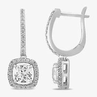 Womens Lab Created White Sapphire Sterling Silver 23.2mm Hoop Earrings