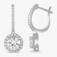 Womens Lab Created White Sapphire Sterling Silver 23.6mm Hoop Earrings