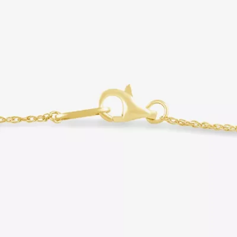 Womens 10K Gold 7.25 Inch Rope Heart Chain Bracelet