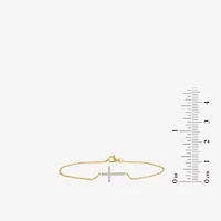 1/10 Ct. T.W. Sideways Cross Womens 10K Gold 7.25 Inch Rope Cross Chain Bracelet