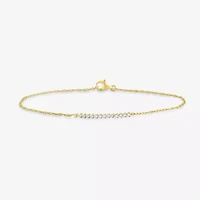 Womens 10K Gold 7.25 Inch Rope Bar Chain Bracelet