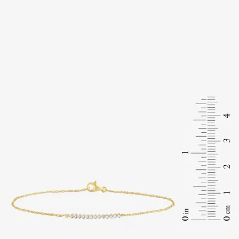 Womens 10K Gold 7.25 Inch Rope Bar Chain Bracelet