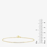 Womens 10K Gold 7.25 Inch Rope Bar Chain Bracelet