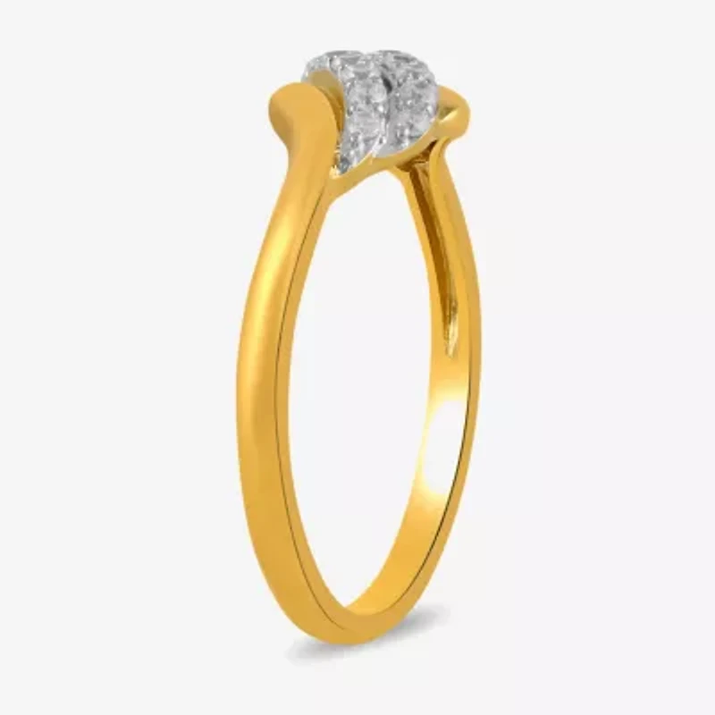 Womens 1/6 CT. T.W. Lab Grown White Diamond 10K Gold Cocktail Ring
