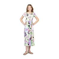 24sevenkid Big Kid Girls Short Sleeve Floral Maxi Dress